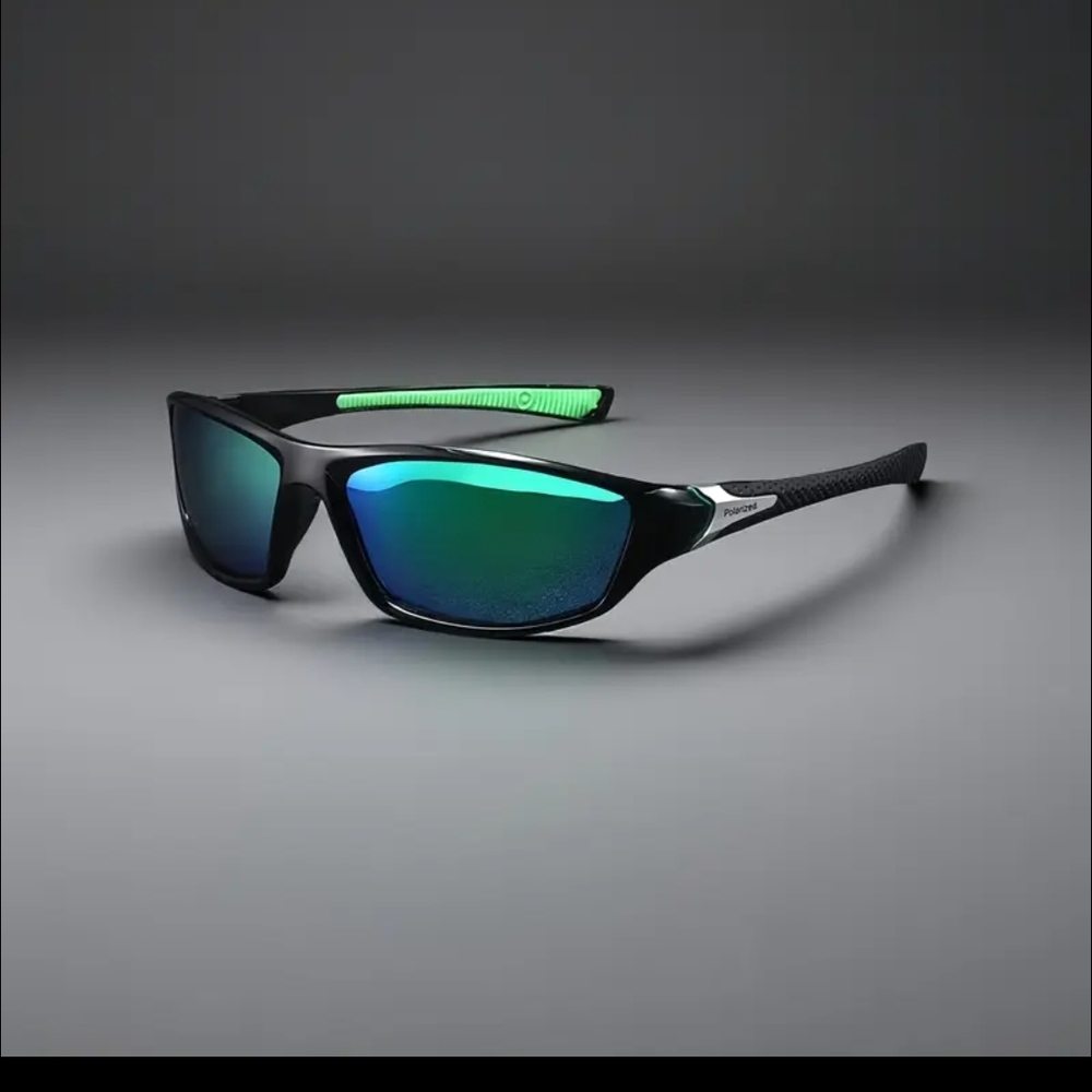 Polarized Black and Green Sunglasses